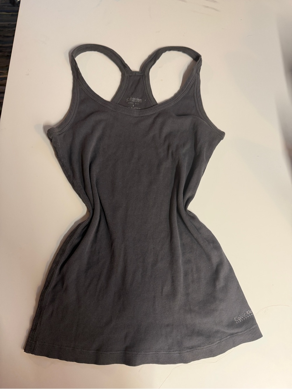 Calvin Klein Performance Charcoal Ribbed Racerback Tank